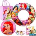 Disney Princess Pool Toys Set for Girls - Princess Gift Bundle with Inflatable Swim Ring, Goggles, Beach Ball, Beach Bag, Tattoos, More | Disney Princess Beach Toys