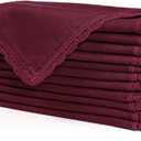 Ramanta Home Linen Flax Cloth Napkins Set of 12| 18x18 Inch | Premium Cotton Linen Flax Lace Soft & Durable | Washable Ideal for Everyday Use Parties Thanksgiving Christmas Halloween Burgundy