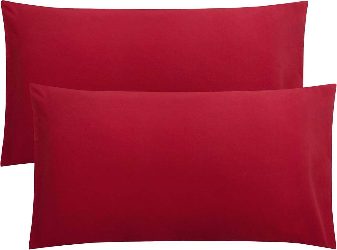FLXXIE 2 Pack Microfiber King Pillow Cases, 1800 Super Soft Pillowcases with Envelope Closure, Wrinkle, Fade and Stain Resistant Pillow Covers, 20x36, Wine Red
