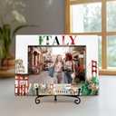 Italy Picture Frame, Family Vacation in Italy, Wedding Gift, Honeymoon Gift, 4x6 Photo Frame for Desk Display, Wooden Photo Frame -J02