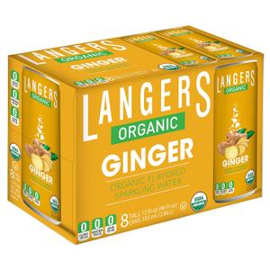 Langers Organic Flavored Sparkling Water, Ginger, 12 Fl Oz (Pack of 8)