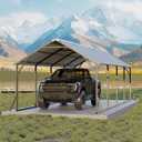 Garveelife 11 ft x20 ft x9 ft Vertical Roof Metal Carport, Heavy Duty Steel Car Ports for All-Weather, for Full-Size Pickup Trucks, Boats, and Tractors (Gray)