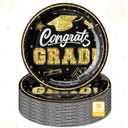 Sabary Black 100 Pcs 2026 Graduation Paper Dessert Plates Bulk 9 Inch Graduation Party Supplies Plates Class of 2026 Decorations Congrats Grad Plate Disposable Tableware (Classic)