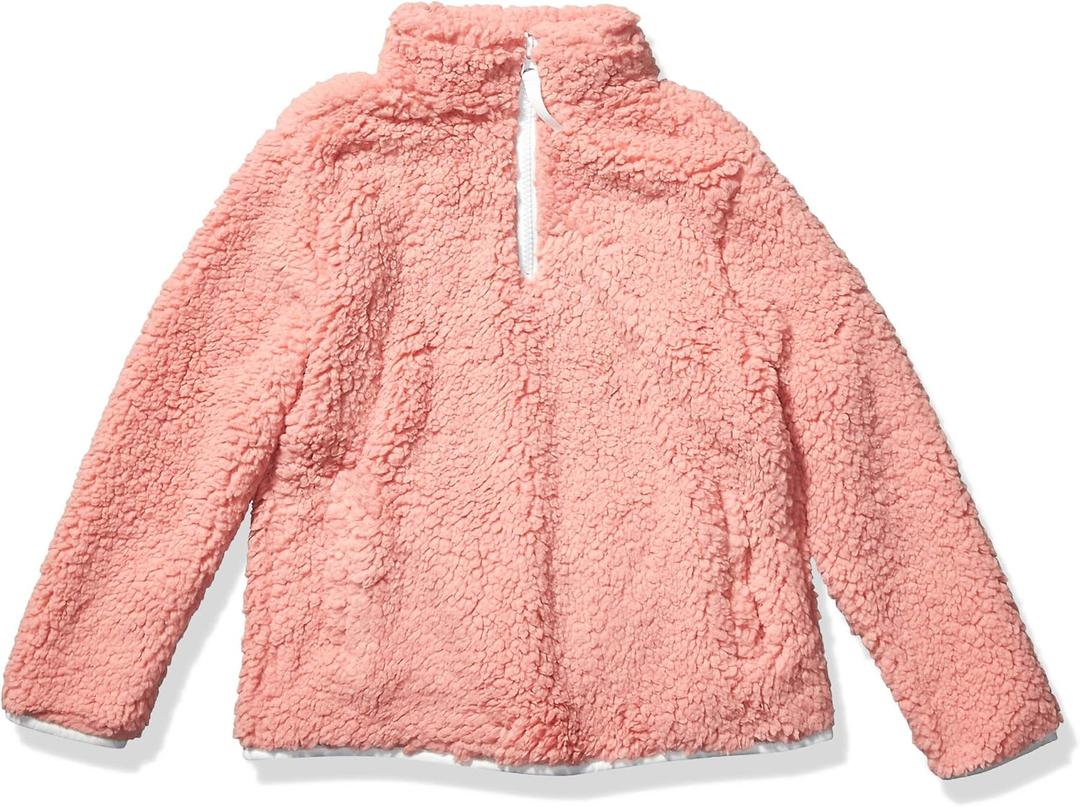 Amazon Essentials Girls and Toddlers' Long Sleeve Sherpa Fleece Quarter-Zip Jacket, Midweight (2T, Mauve)