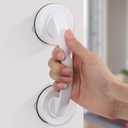 2 Pack Suction Cup Door Handle for Glass, Bathroom Door, Mirror, Cabinet, Strong Vacuum Removable Suction Cup Door Grab Bar, No Drilling, White