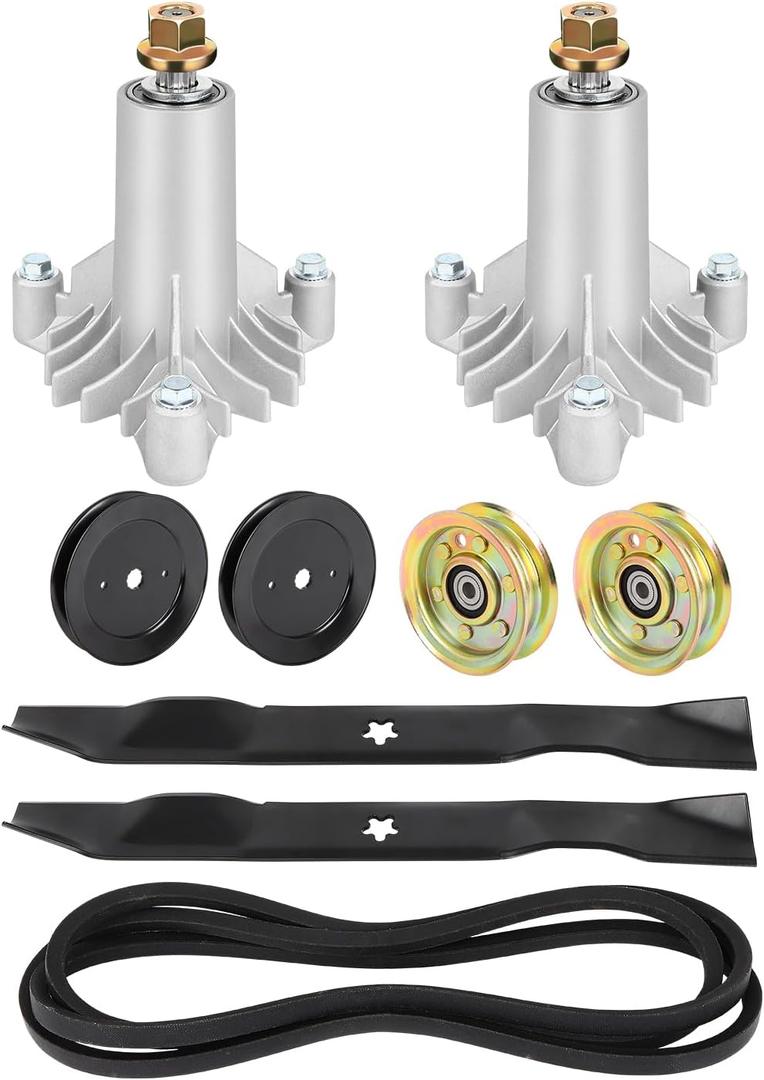 Deck Rebuild kit Replacement Part Number Spindle 130794 532130794 Belt 531300766 Blade 127843 Idler Pulley 532131494 173437 for Husqvarna YTH1542XP Craftsman LT1000 Jonsered LT15 Mandrel Assembly