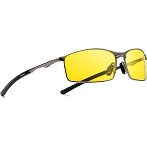 Men's Polarized SunglassesUltra Light Rectangular Metal Frame with Spring Hinge for Driving & Golf
