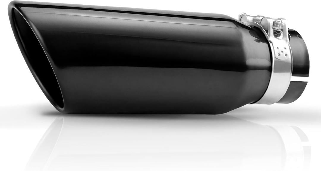 A-KARCK Exhaust Tips Black Chrome 3" Inlet, Muffler Tip with Never Fading and Peeling Coating, 3" Inlet to 4" Outlet 12" Long