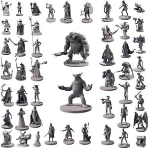Path Gaming 50 Unique Miniatures Fantasy Tabletop RPG Figures for Dungeons and Dragons, Pathfinder Roleplaying Games. Bulk unpainted, Great for D&D