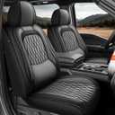 Front Ford F150 2009-2026 Seat Covers F250/F350/F450 2017-2026 Leather Car Seat Covers Full Set Car Seat Cover for Crew Cab XL XLT Lariat King Ranch Platinum with Lumbar Support(Black&Gray)