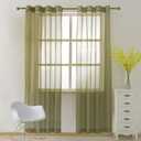 NICETOWN Sheer Window Curtains Green for Boy's Room, Ring Top Voile Textured Window Treatment Vertical Panels for Wedding/Bedroom/Living Room, Green, W54 x L84, 2 Panels
