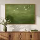 Framed Green Abstract Wall Art Decor for Living Room, 24x36 In