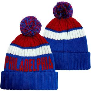 Baseball Team City Beanie, Cuffed Knit Soft Headwear for Women Men Youth, Sports Stylish Winter Hat, Gift for Fans (Blue Red 4)