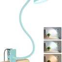 LiFMIRA Reading Light for Bed, Clip-on Desk Lamp with Flexible Neck, 3 Color Modes & 10 Dimmable Brightness, Teal