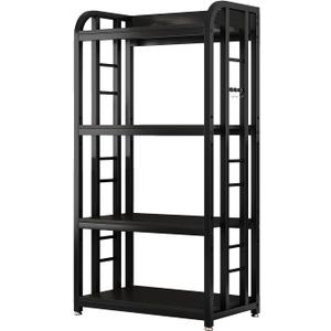 jarrvz 4 Tier Microwave Stand, Large Bakers Racks for Kitchens, Height Adjustablebakers Shelf, Coffee Bar for Living Room Black