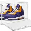 Seaniss 1 Pack Clear Acrylic Sneaker Shoe Display Case,Shoe Storage Boxes Stackable,Acrylic Boxes for Shoes Display with Lid,Boot Storage Organizer for Tall Boot,Purse Handbag Organizer for Closet