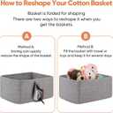 OIAHOMY 4 Pack 14.17 * 11.02 * 6.3IN Storage Baskets for Organizing Shelves, Woven Rope Baskets for Organizing Books, Clothes, Decorative Basket for Living Room, Nursery, Bedroom, Gift Basket, Grey