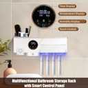 Toothbrush Holder Cleaner, Smart Automatic Toothbrush & White Hair Dryer Holder, Sensor Light, Touch Screen Timer, Bathroom Wall Accessories Organizer