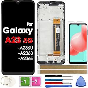 LCD Screen Replacement Touch Display Digitizer Assembly with Frame for Samsung Galaxy A23 5G A236 SM-A236B SM-A236E SM-A236U 6.6 inch (NOT for A23 4G)