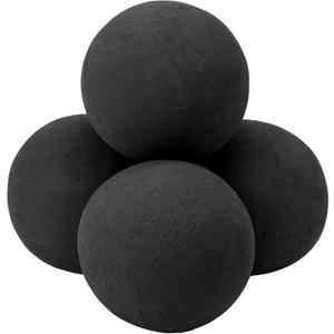 Skyflame 6 Inch Ceramic Fireplace Balls, Set of 4 Black Round Fire Stones Reusable Fire Pit Balls for Indoor and Outdoor Fire Pits or Fireplaces Accessory