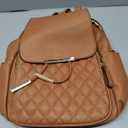 KKXIU Quilted Trendy Leather Backpack Purse for Women and Ladies Shoulder Travel Daypacks Bags (Brown)