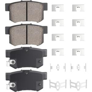 Rear Ceramic Disc Brake Pads Set for Honda Civic 2002-2015, Accord 1991-2007, S2000 CR-Z Prelude, for Acura CL TL ILX TSX RSX Integra Vigor, for Suzuki SX4 Kizashi, 4PCS(With Hardware)