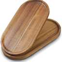 2 pcs Small Acacia Wooden Tray 11.86inch Rustic Wood Serving Trays Bulk Boards Oval Charcuterie for Food Cheese Cookie Fruit Sushi,Breakfast Bread Appetizer Plates Decorative Platters