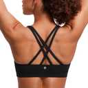 CRZ YOGA Women's Strappy Sports Bras Fitness Workout Padded Yoga Top Criss Cross Back Cami (Medium, Black)