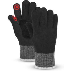 Winter Warm Gloves Men Women, Touch Screen Thermal Knit Wool Gloves with Fleece Lining for Outdoors (L/XL Adult, Black)
