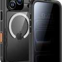 Lanhiem Magnetic for iPhone 17 Pro Case, Built-in Privacy Screen Protector, IP68 Waterproof Dustproof Case, Compatible with MagSafe, Anti-Spy Full Body Phone Case for iPhone 17 Pro 6.3", Black