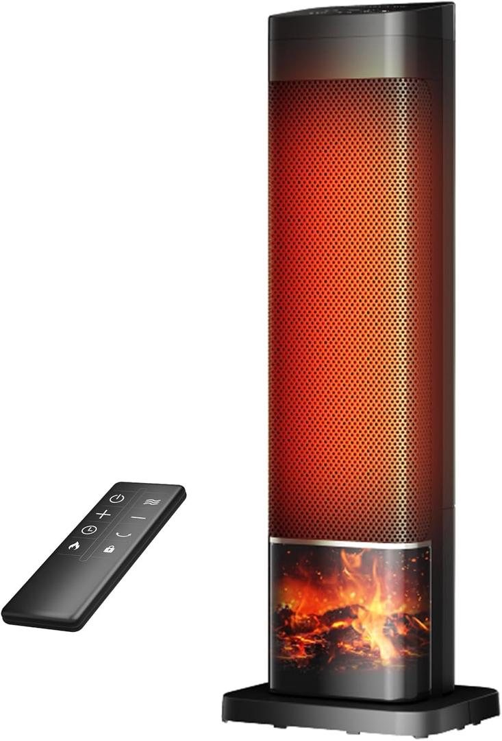Space Heater, 1500W PTC Ceramic Heaters for Indoor Use with Remote, 24H Timer, Oscillation, Tip-Over and Overheat Protection, Fast Safety Heat for Home Office- Upgraded