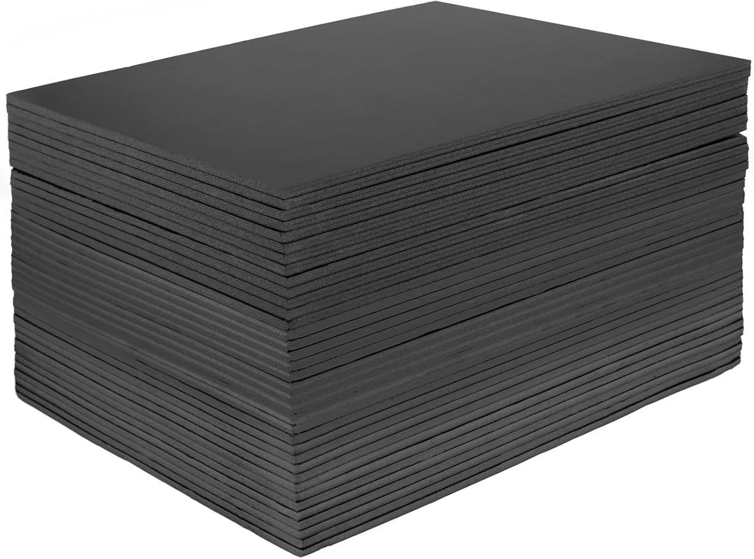 SHEUTSAN 36PCS 13.78 x 11 Inch Black Foam Board, 3/16 Inch Thick Foam Core Backing Boards, Polystyrene Poster Board for DIY, Art Project