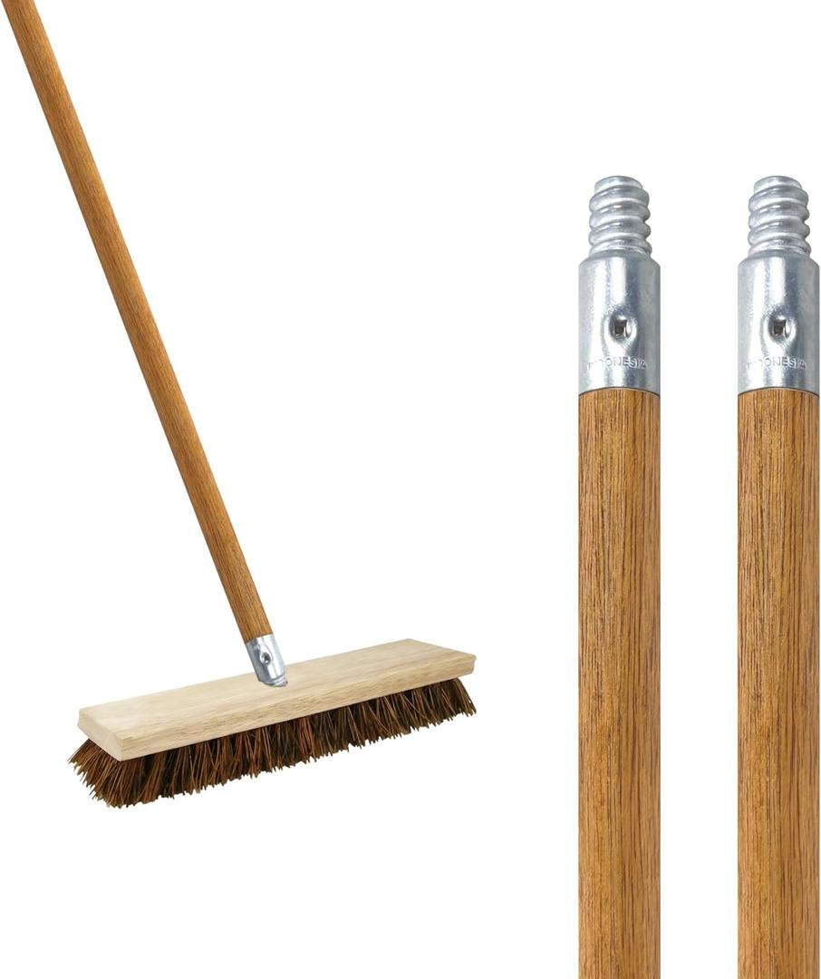 Commercial Products 48-inch Replacement Wood Broom Handle with Threaded Metal Tip and Lacquered for Floor Cleaning Sweeping in Home and Office (Pack of 2)