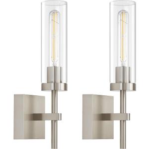 SANTOSTOCK Brushed Nickel Battery Operated Wall Sconces with Remote Control, Wireless Wall Sconce Set of 2, Rechargeable Cordless Wall Lights for Living Room Bathroom Hallway Entryway Stairwell, 3000K