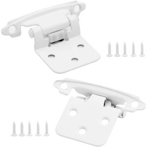 1/2" White Overlay Cabinet Hinges, 30 Pack (15 Pairs) Self Closing Flush Face Mount Cabinet Hardware Hinges for Kitchen Cabinet Doors