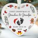 3 x Pregnancy Announcement for Grandparents - Grandparents Gifts for Grandma Grandpa - Baby Pregnancy Announcement Ornament for New Expecting Grandma, Grandpa - Ceramic Christmas Ornament 2026