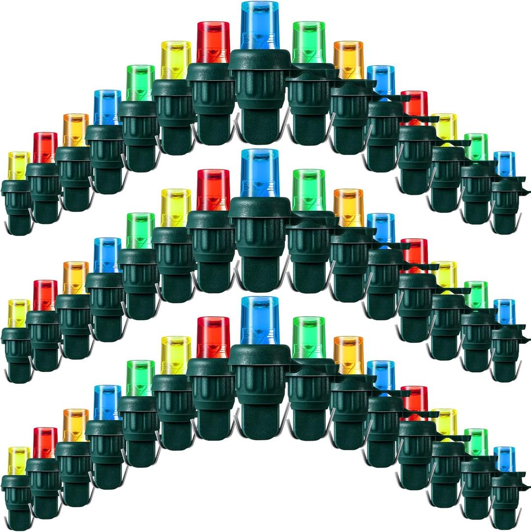 Honoson LED 5 mm Christmas String Lights Replacement Bulbs LED Wide Angle Wire Light Set Indoor Outdoor Home Decor Festival Decorations for Xmas Tree Lights(Multicolor Bulb,180 Count) (Green Base with Multicolor Bulb)