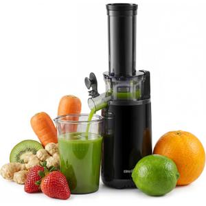 Elite Gourmet EJX600 Mini Compact Small Space-Saving Masticating Slow Juicer Cold Press Juice Extractor, Nutrient and Vitamin Dense, BPA-Free Tritan, Easy to Clean, 16 oz Juice Cup, Charcoal Grey (Black)