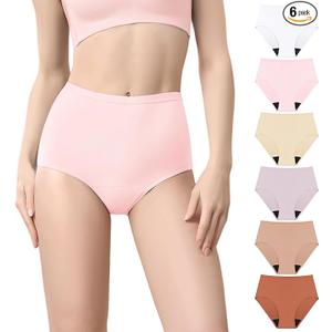 IRISMORII Washable Absorbent Incontinence Underwear for Women Leak Proof Panties Ladies Protective Briefs for Bladder Control 6 Pack(C02 M)
