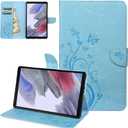 2 x Dteck for Samsung Galaxy Tab A7 Lite 8.7" Case 2021 (SM-T220/T225/T227), Cute Butterfly PU Leather Shell Cover Protective Folio Case with Card Slots/Pocket, Lightweight Slim Fold Stand Case, Blue