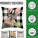RABUSOFA Easter Pillow Covers 18x18 Inch Set of 4,Easter Decorations for Home Outdoor Decor Waterproof Buffalo Plaid Rabbit Gray Peeps Eggs Bunny Truck Spring Cushion Case for Sofa Couch