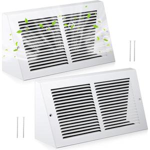 Honeydak Pack of 2 Baseboard Vent Covers 12" x 6" Duct Opening Size Steel Triangular Baseboard Return Air Grille, Air Register Vent Cover Grill Diffuser, Outer Dimensions: 13-3/4" x 6-5/8"
