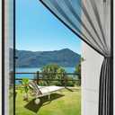 MAGZO Magnetic Screen Door, Fits Door Size 32'' x 80''(Mesh Size 34'' x 81''), Left Right Side Opening, Scratch-Proof Polyester, Dog Friendly, Keep Annoying Creatures Out, Allow Fresh Air Flow, Black