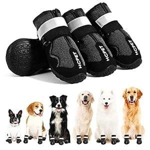 Hcpet Dog Shoes, Dog Boots for Small Dogs, Waterproof Medium Dog Booties Paw Protector for Summer Hot Pavement, Winter Snowy Day, Outdoor Walking, Indoor Hardfloors Anti Slip Sole Black Size 1 (#1 (width 1.57 inch) for 10-23 lbs)