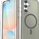 for Samsung Galaxy S25 Case, Matte Magnetic Phone Case with 1 Screen Protector, Support for Magsafe, Translucent Frosted Shockproof Protective Cover for Samsung Galaxy S25, Gray