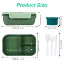 Mooisco Bento Boxes for Adults 1250ML Green Lunch Box Set With Spoon & Fork Durable 3 Compartment Leakproof Lunch Container With 60ML Sauce Container Microwave Dishwasher Safe for On-the-Go Meal,Green