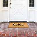 Juvale Hello Coco Coir Doormat for Patio and Front Door - Natural Coconut Fiber Coco Coir Rug Welcome Matt Outdoor -17 x 30 in