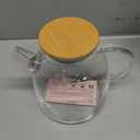 Glass Teapot 50.7oz/1500ml, Stovetop & Microwave Safe Borosilicate Tea Pot,Clear Teapot with Strainer, Glass Tea Kettle with Wooden Lid for Loose LeafFruit Tea and Fragrant Tea