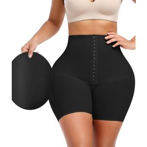 Butt Pads for Bigger Butt Faja Shorts Shapewear Tummy Control Body Shaper Padded Hip Shapewear for Women (Medium, Black With Pad/Hook)
