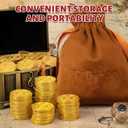Byhoo 100 PCS Metal Gold Coins,DND Pirate Coins,Stress Relief Tool,with Velvet Drawstring Pouch for Board Games, Role Playing, Treasure Hunts,Pirate Adventure Themed Play Favor
